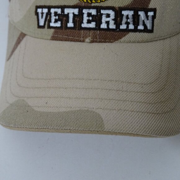 US Marine Corps Veteran Cap Tan Camo Adjustable Strap Back Men One Size FLAW - Picture 8 of 13
